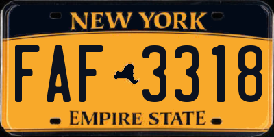 NY license plate FAF3318