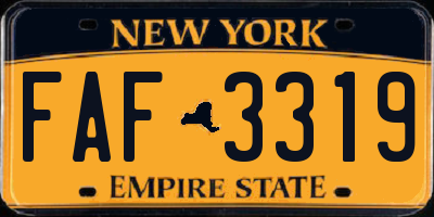 NY license plate FAF3319