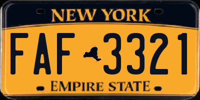 NY license plate FAF3321