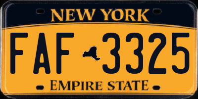 NY license plate FAF3325