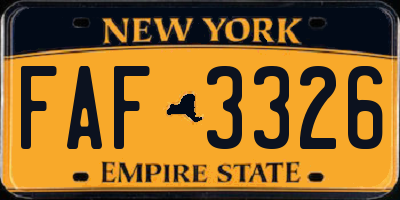 NY license plate FAF3326