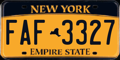 NY license plate FAF3327