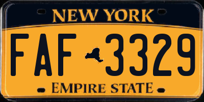 NY license plate FAF3329