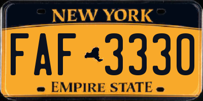 NY license plate FAF3330