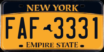 NY license plate FAF3331