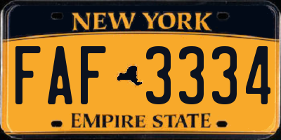 NY license plate FAF3334