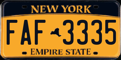 NY license plate FAF3335