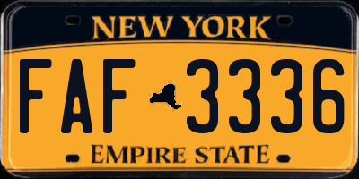 NY license plate FAF3336