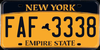 NY license plate FAF3338