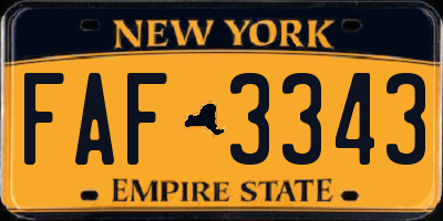 NY license plate FAF3343