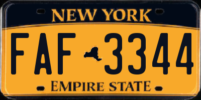 NY license plate FAF3344