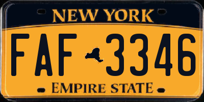 NY license plate FAF3346