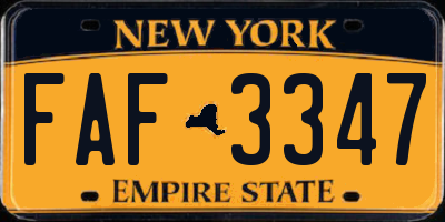 NY license plate FAF3347