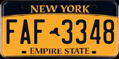 NY license plate FAF3348