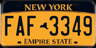 NY license plate FAF3349