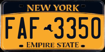 NY license plate FAF3350