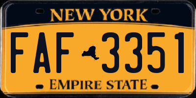 NY license plate FAF3351