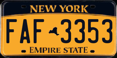 NY license plate FAF3353