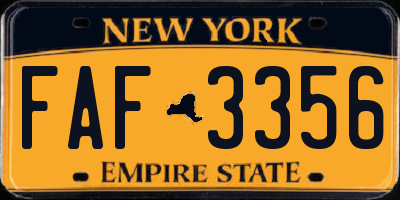 NY license plate FAF3356