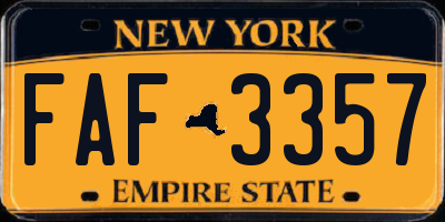 NY license plate FAF3357