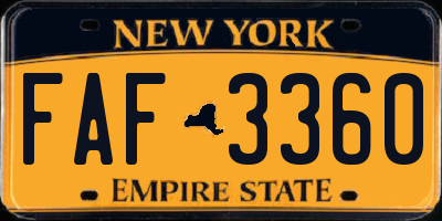 NY license plate FAF3360