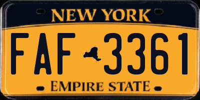 NY license plate FAF3361