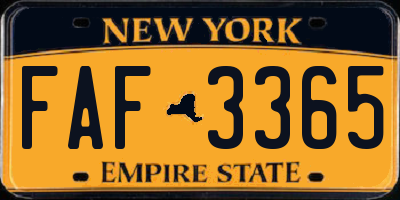 NY license plate FAF3365