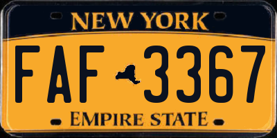 NY license plate FAF3367