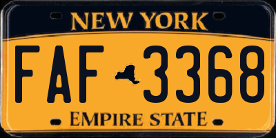 NY license plate FAF3368