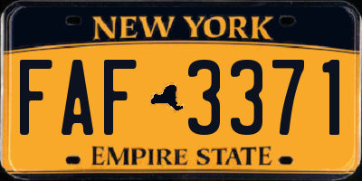 NY license plate FAF3371