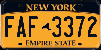 NY license plate FAF3372