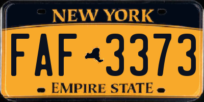 NY license plate FAF3373