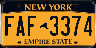 NY license plate FAF3374