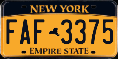 NY license plate FAF3375