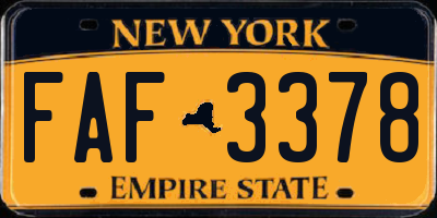 NY license plate FAF3378