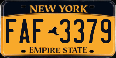 NY license plate FAF3379