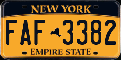 NY license plate FAF3382