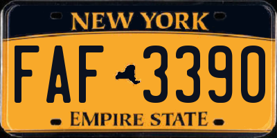 NY license plate FAF3390