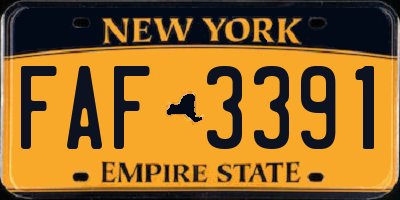 NY license plate FAF3391