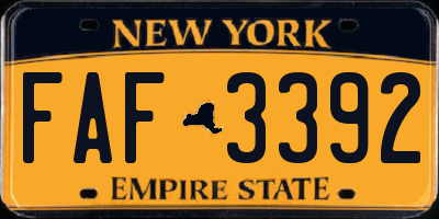 NY license plate FAF3392