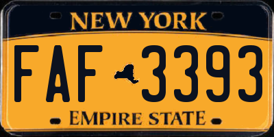 NY license plate FAF3393