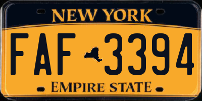 NY license plate FAF3394