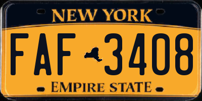 NY license plate FAF3408