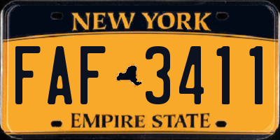 NY license plate FAF3411