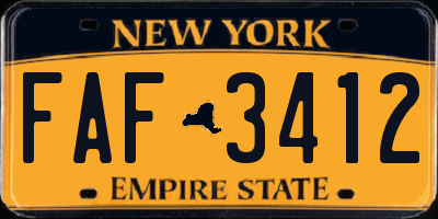 NY license plate FAF3412