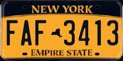 NY license plate FAF3413