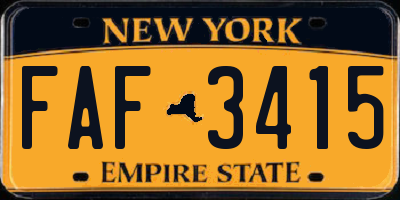 NY license plate FAF3415