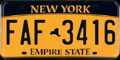 NY license plate FAF3416