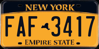 NY license plate FAF3417