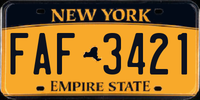 NY license plate FAF3421